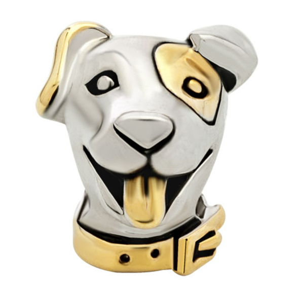 FREE S/H  Pugster Dog Head Bracelet Charm 22kt GP - Fits Pandora - Picture 2 of 3